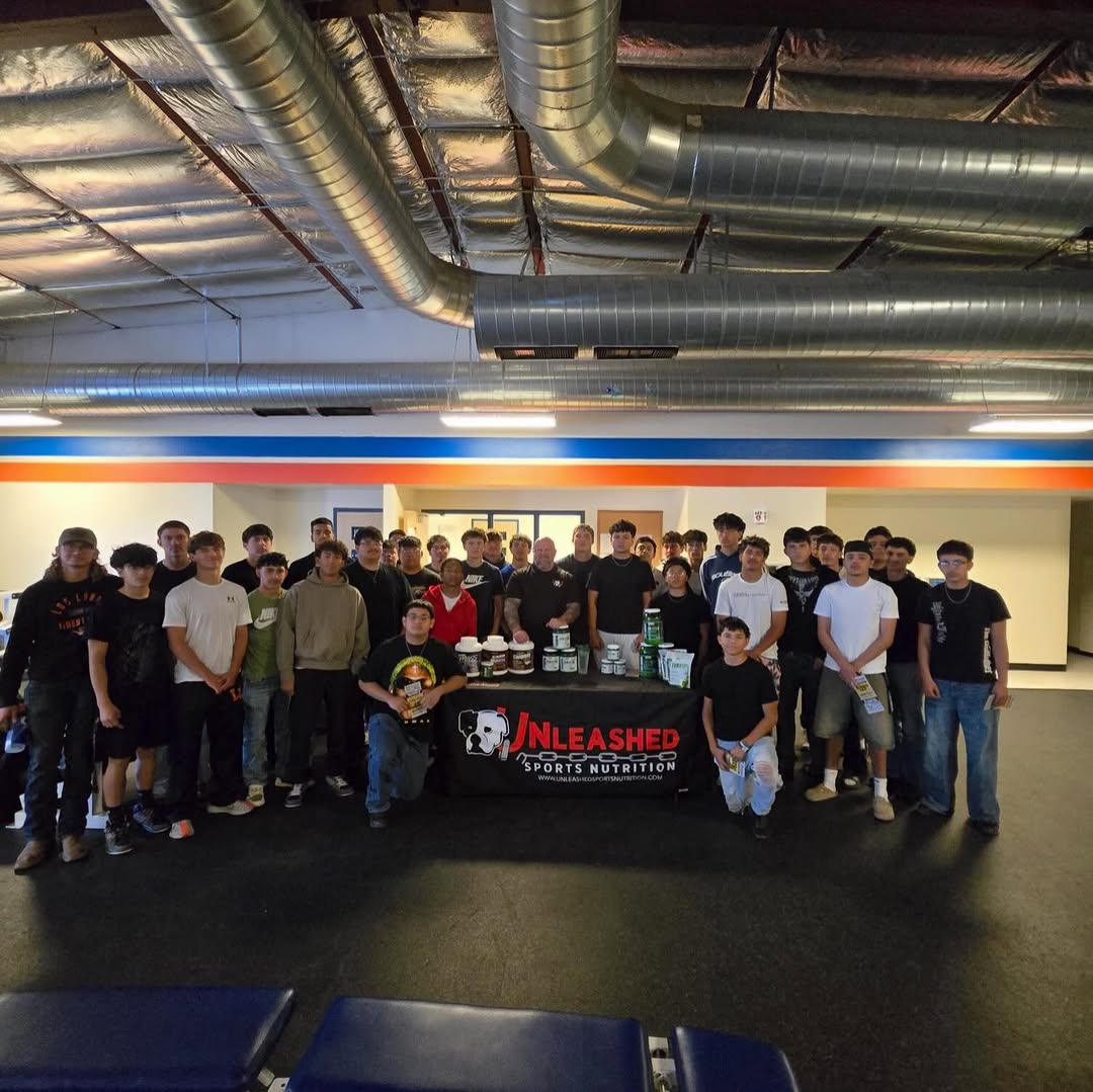 Weight room nutrition session with athletes